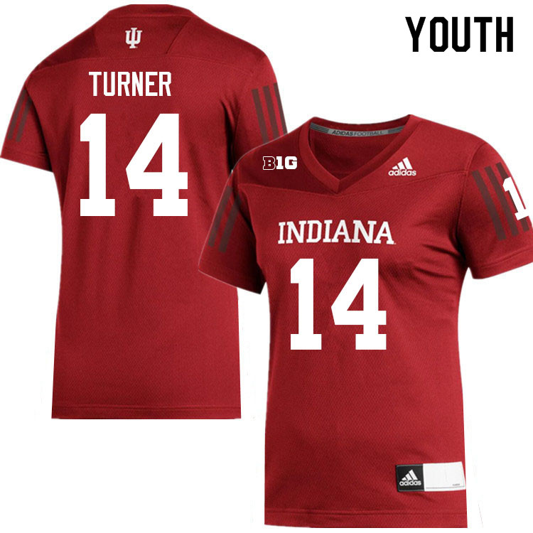 Youth #14 Kaiden Turner Indiana Hoosiers College Football Jerseys Sale-Crimson